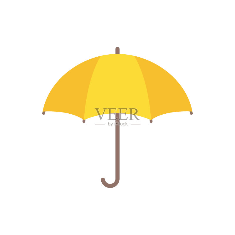 卡通风格黄色雨伞图标,白色背景图标素材