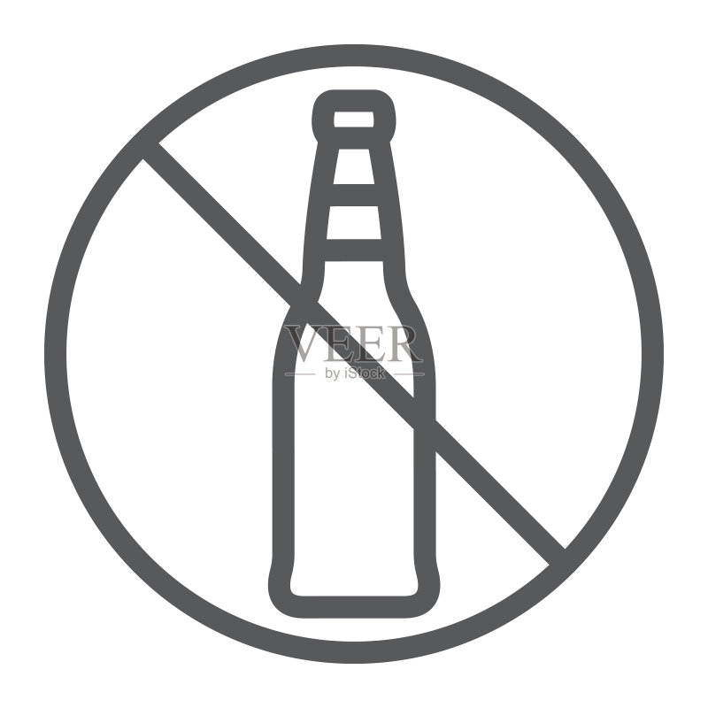 禁止酒精饮料线性图标图标素材