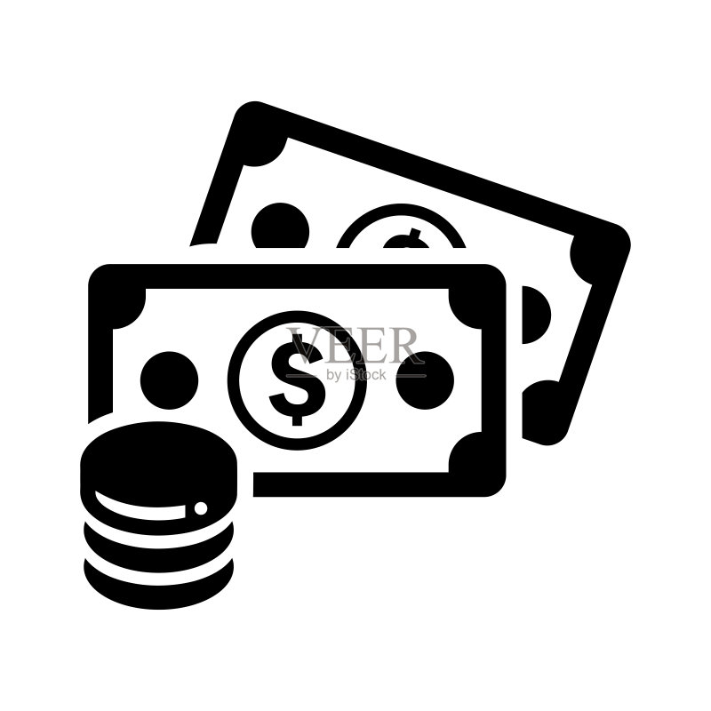 现金硬币黑色盈利图标图标素材