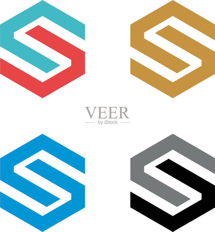 S字母六边形logo模板设计图标素材