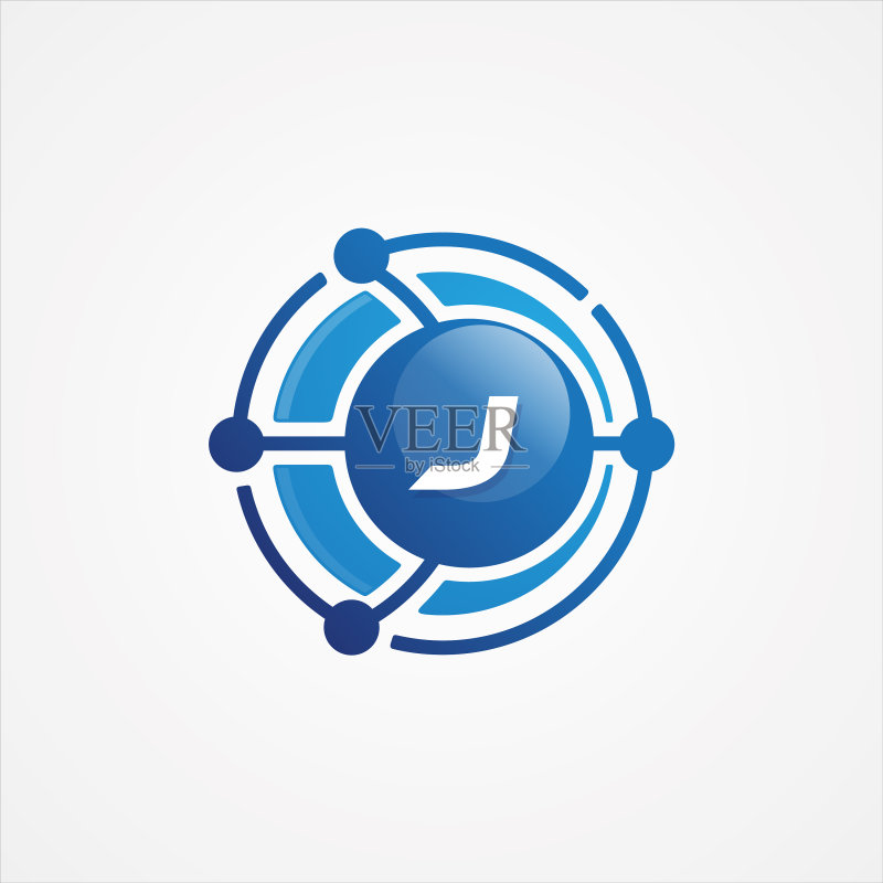 带有字母J符号的科技轨道设计图标素材