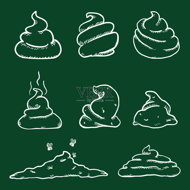 手绘粉笔涂鸦便便素描组合图标素材