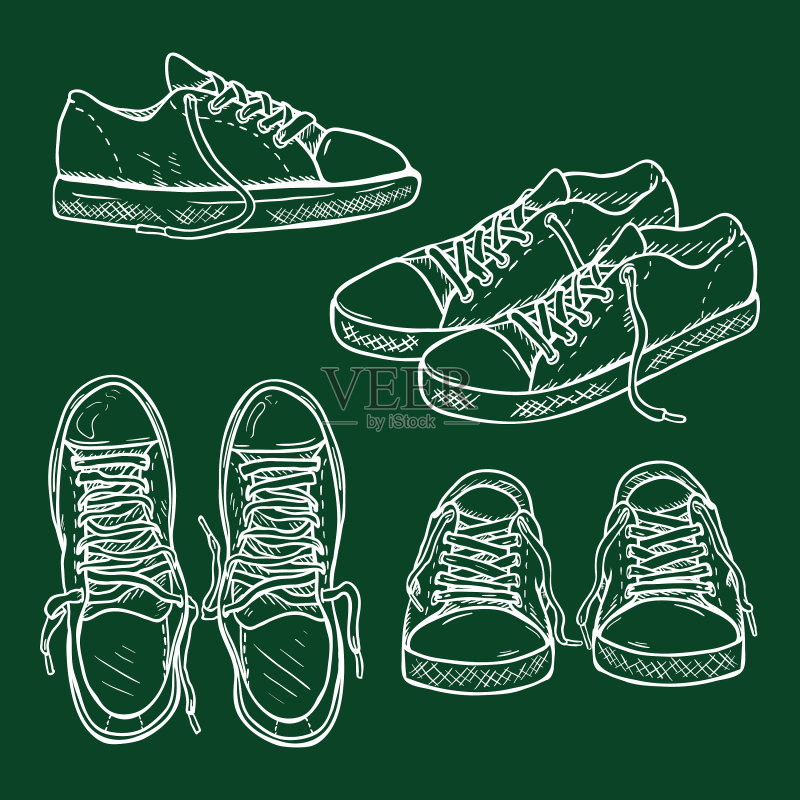 粉笔素描胶鞋图标素材