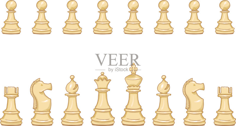 卡通白色国际象棋棋子合集图标素材