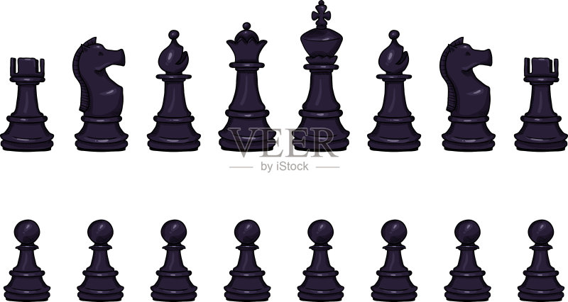 卡通黑色棋子合集图标素材