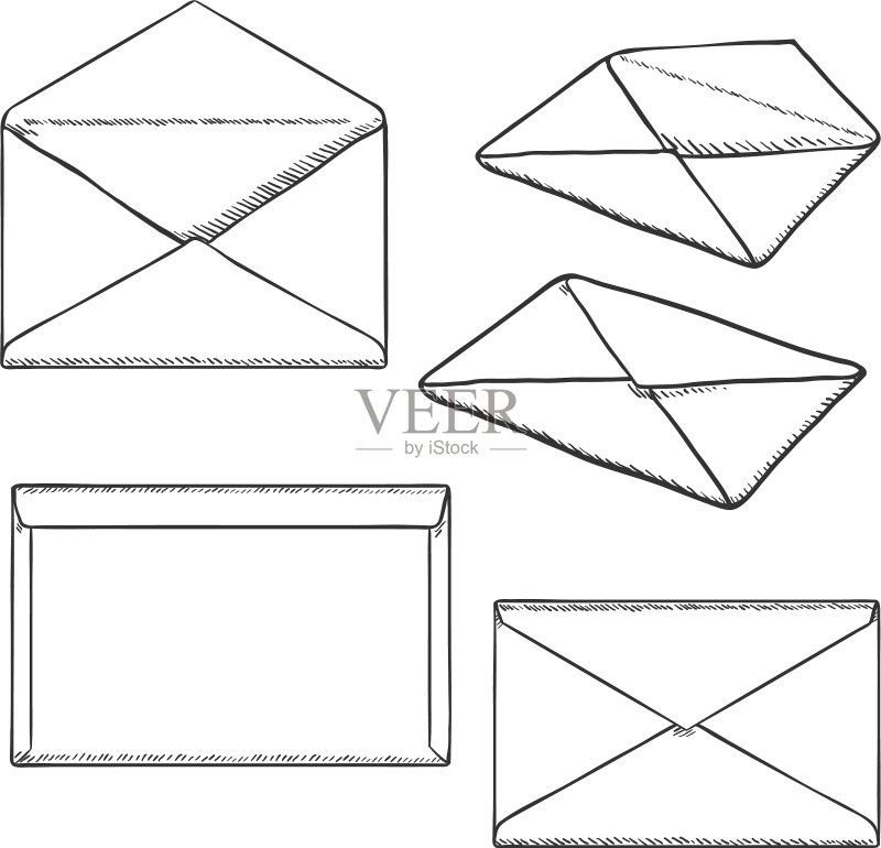 邮政信封素描图标素材