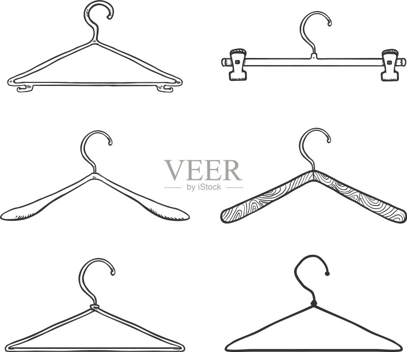 服装肩部挂架素描图标素材