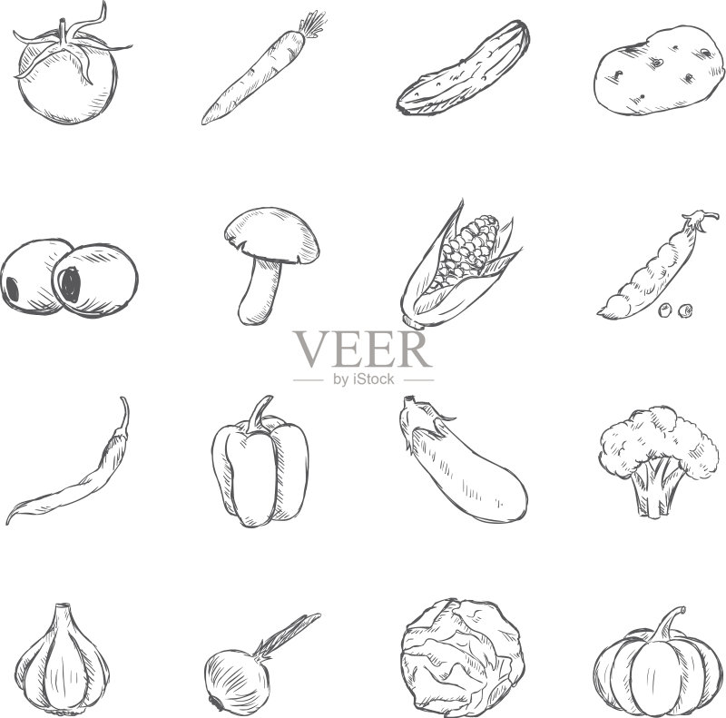 蔬菜图标素描图标素材