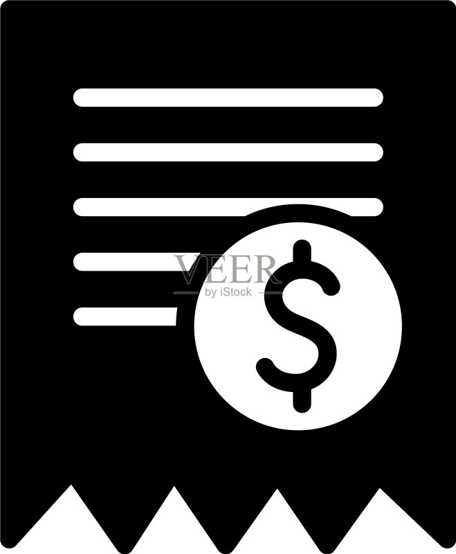 硬币和文件剪影风格图标素材