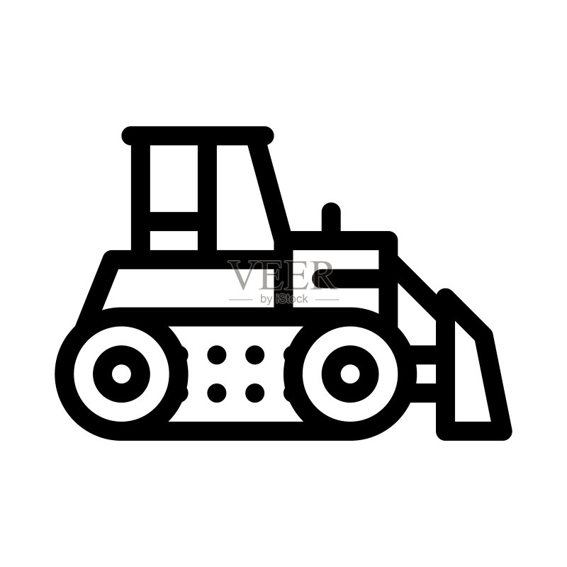 道路维修推土机图标矢量轮廓图图标素材