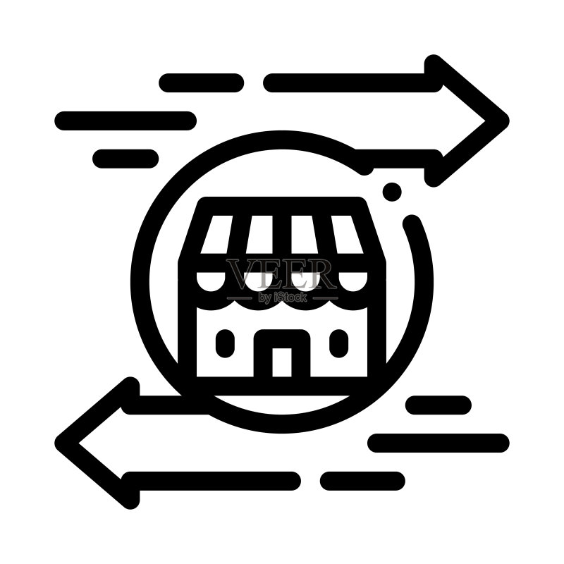 商店建筑箭头图标矢量轮廓插图图标素材