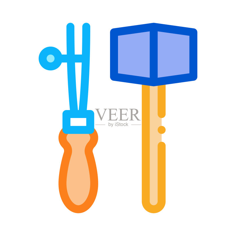 皮革工艺工具图标矢量轮廓插图图标素材
