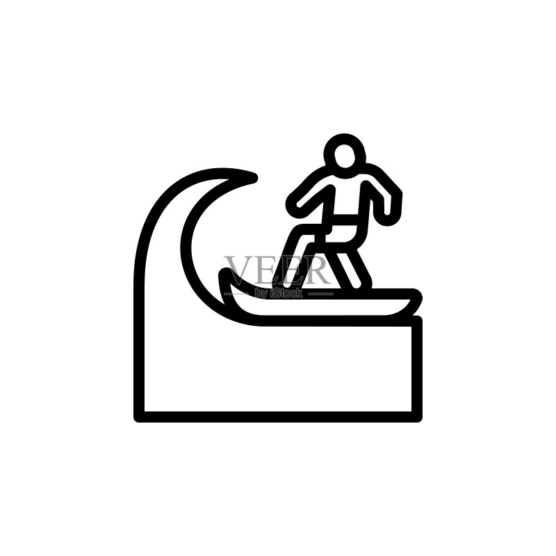 冲浪板、冲浪者、海洋图标:用于UI和UX、网站或移动应用的海洋元素简笔画图标素材