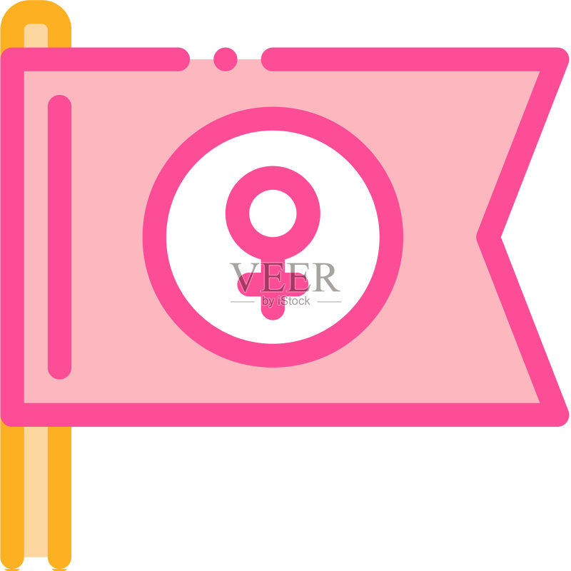 女性标记旗帜轮廓图标图标素材