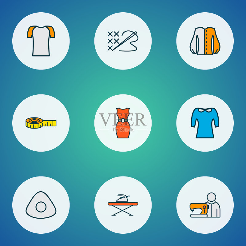 彩色线条风格图标:卷尺图标素材