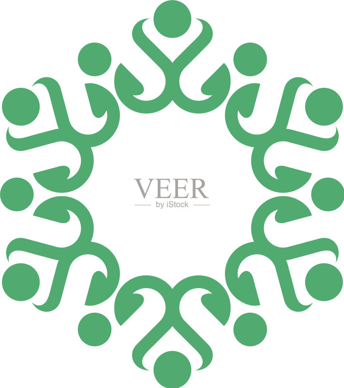 绿色装饰花朵或星星logo模板图标素材