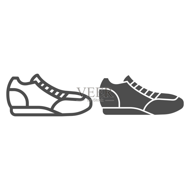 运动鞋轮廓图标:跑步鞋矢量图形图标素材