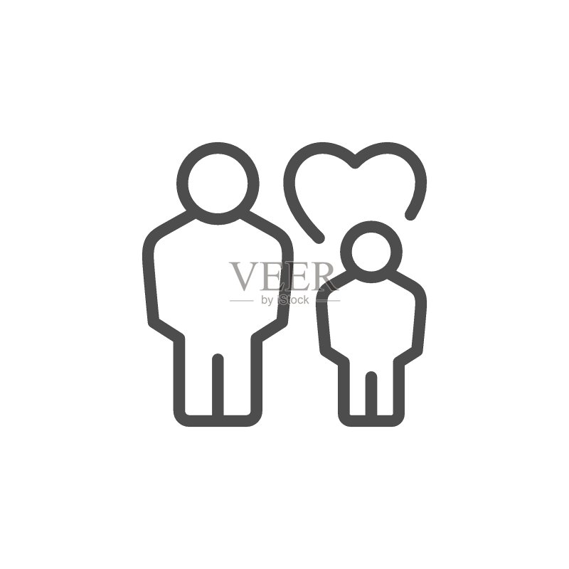 父母和孩子线条轮廓图标图标素材