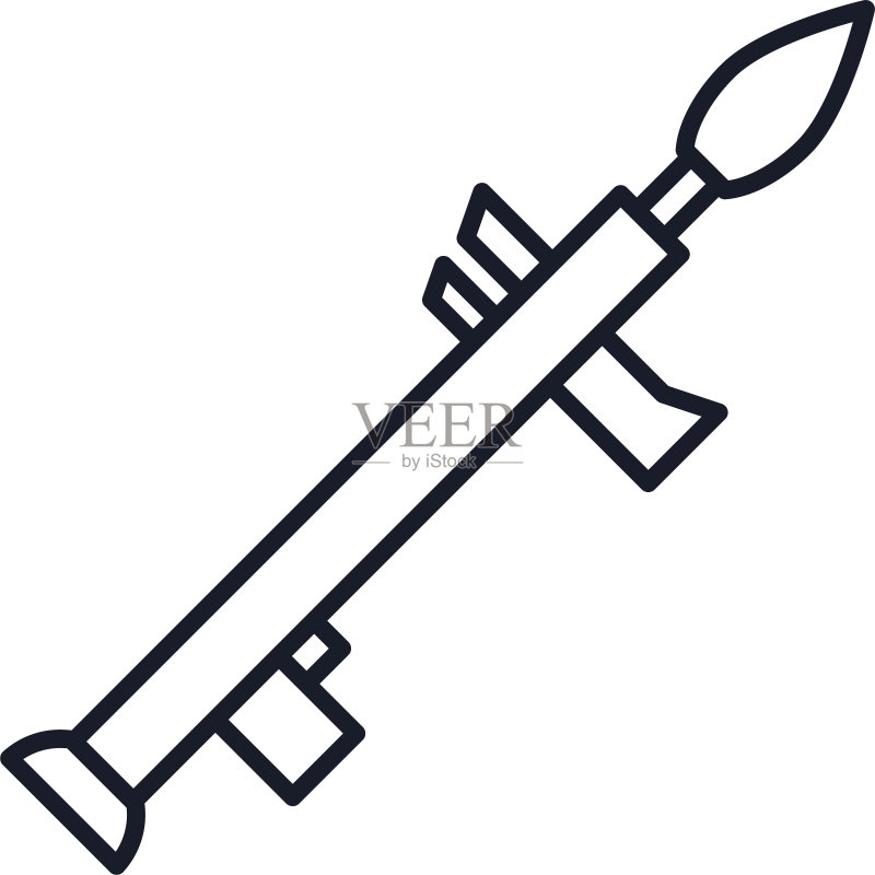 火箭发射器军事力量线性填充图标图标素材