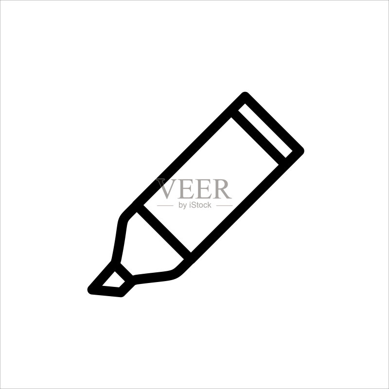 标记,荧光笔扁平线条矢量图标图标素材