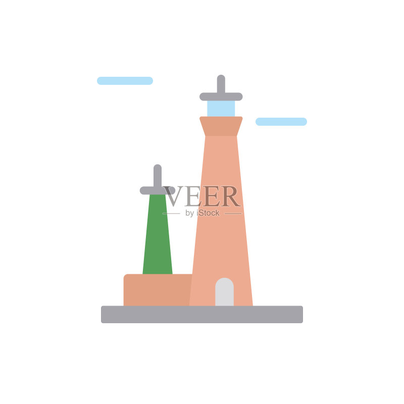导航灯塔图标,用于UI和UX、网站或移动应用程序的灯塔图标的简单彩色矢量元素图标素材