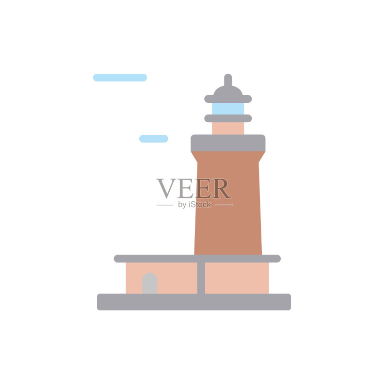 导航灯塔图标,用于UI和UX、网站或移动应用程序的灯塔图标的简单彩色矢量元素图标素材