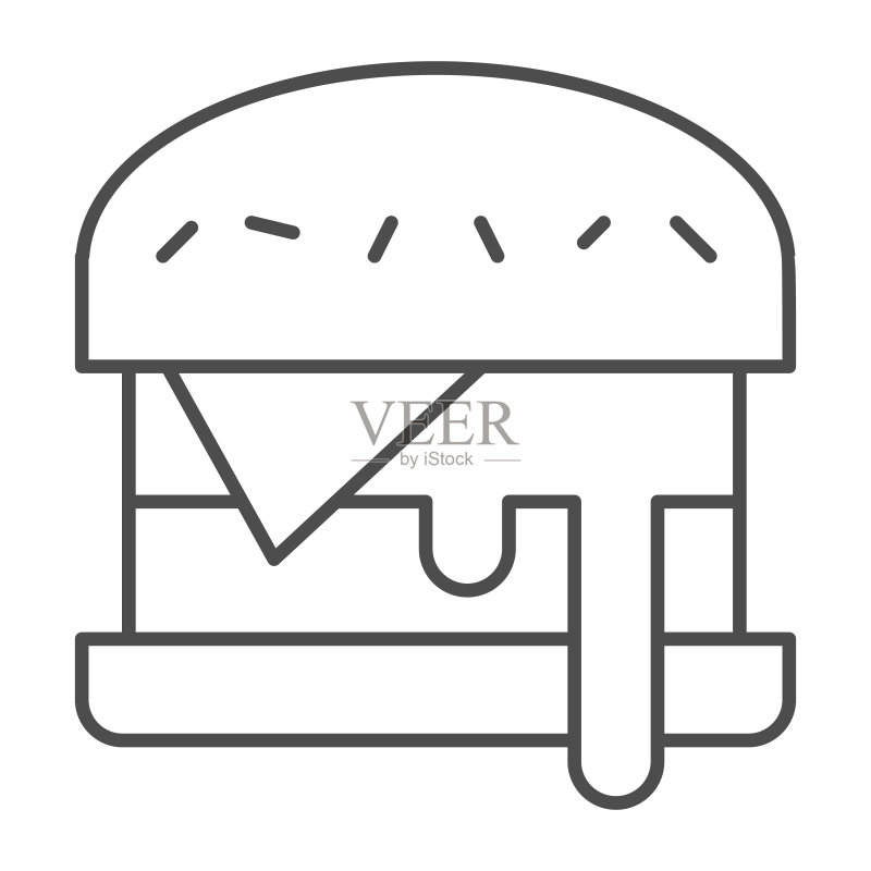 芝士汉堡线性图标图标素材
