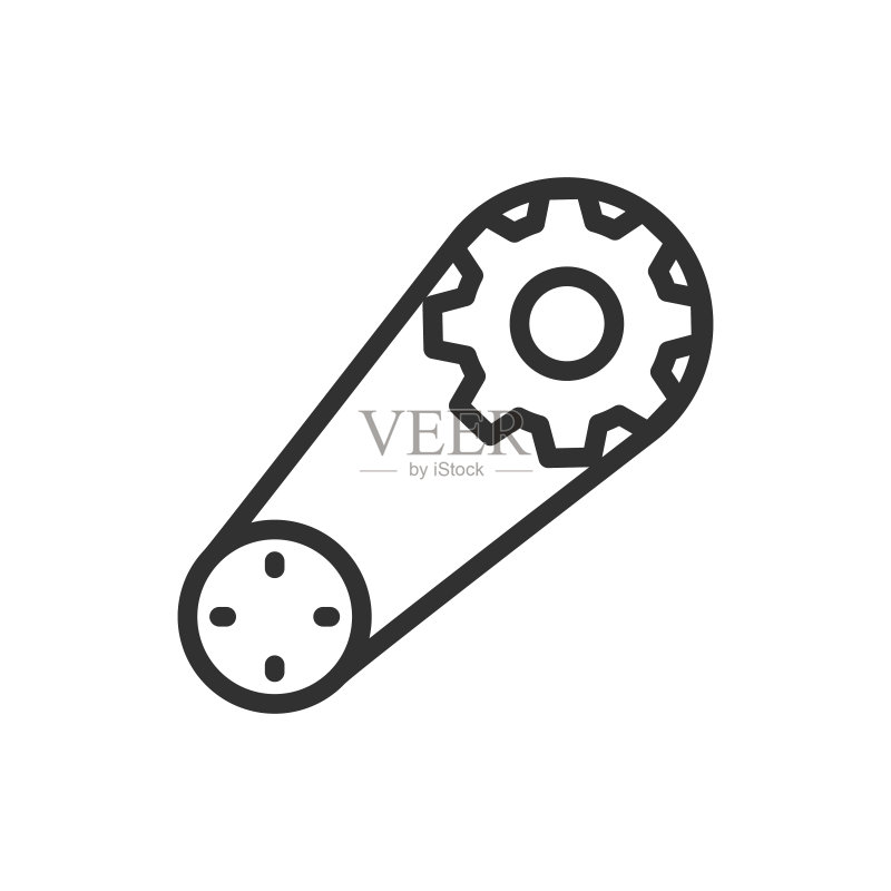 齿轮和皮带机制线性图标可编辑笔画图标素材