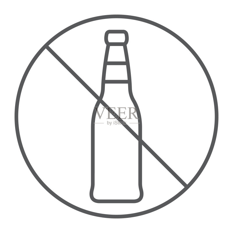 禁止酒精细线图标图标素材