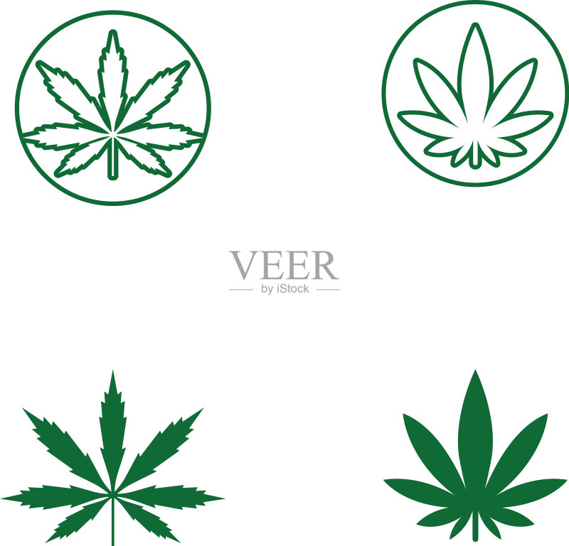 大麻叶标志和象征图标素材