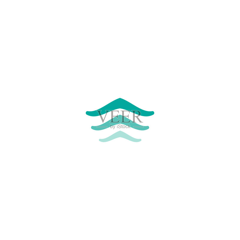 蓝色波浪箭头向上滑动按钮图标图标素材