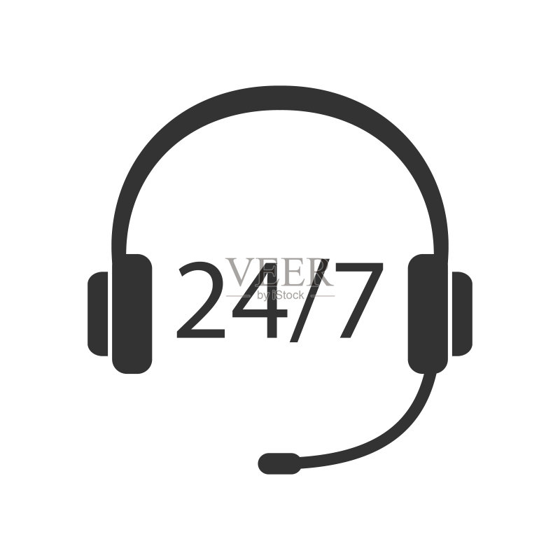 24/7呼叫中心图标,带耳机麦克风图标图标素材
