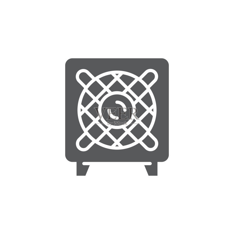 白色背景上的便携式音乐扬声器矢量图标符号图标素材