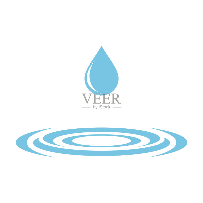 蓝色水滴和漩涡Logo模板图标素材