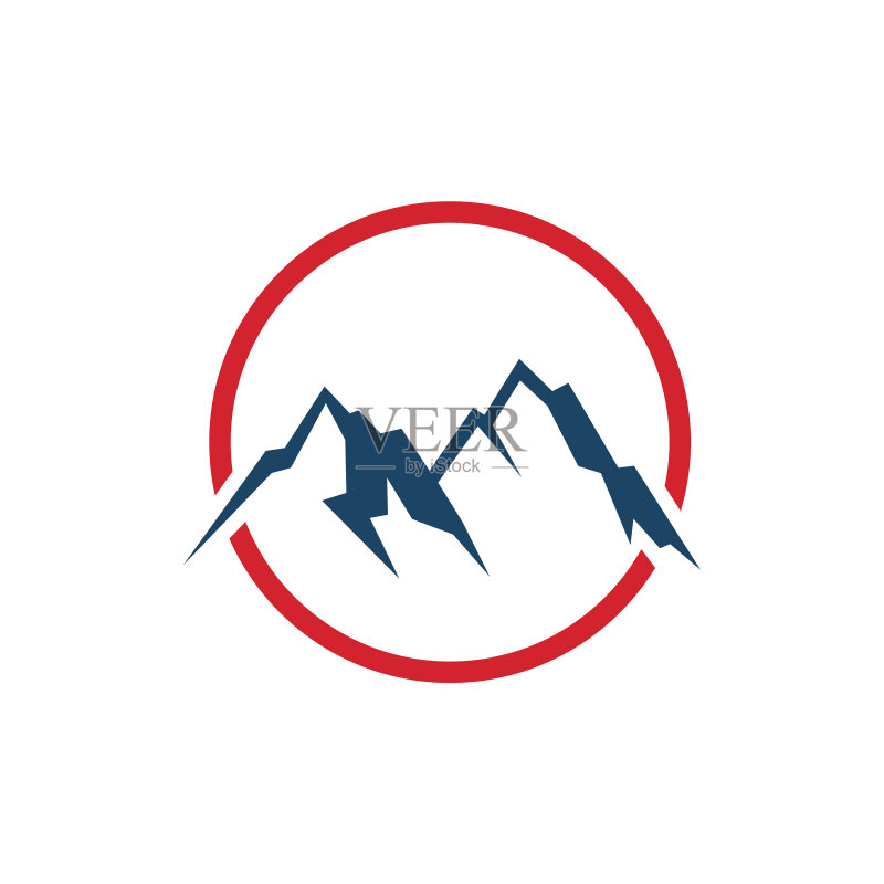 山峰圆形logo模板设计图标素材