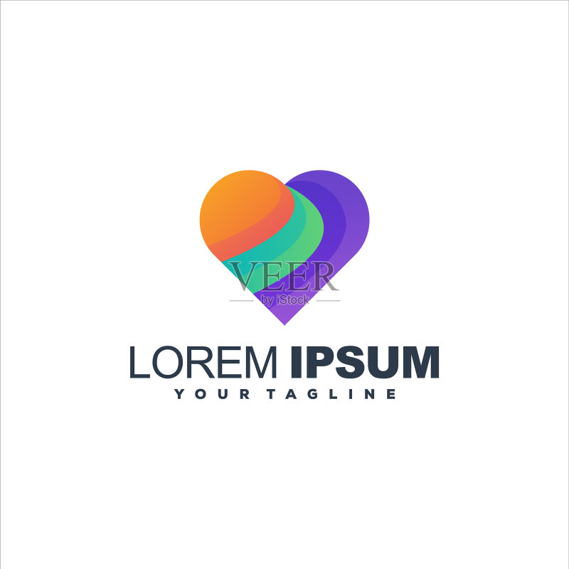 精美的心形渐变Logo设计图标素材