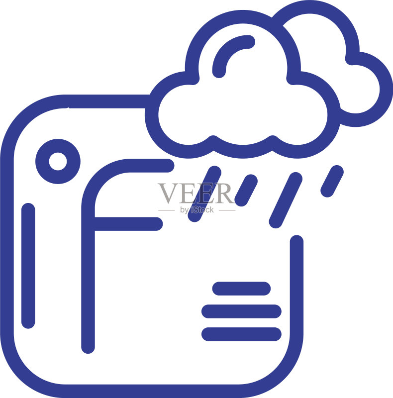 雨云恒温器线条设计图标素材