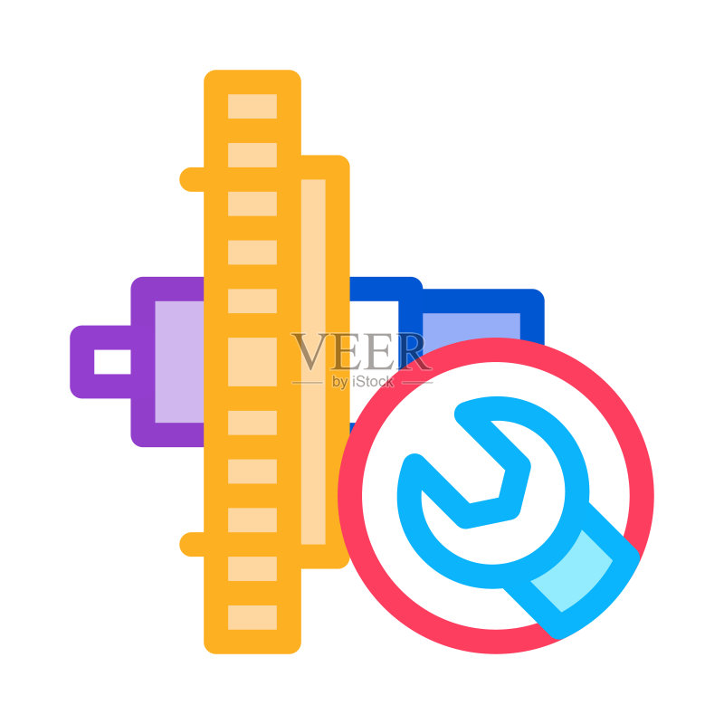 手表齿轮维修图标矢量轮廓插图图标素材