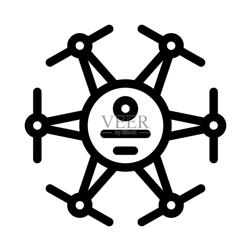 无人机电子玩具图标矢量轮廓插图图标素材