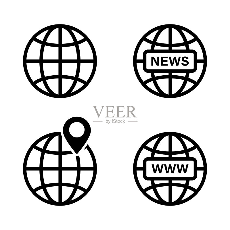 地球图标矢量素材:互联网全球资讯图标素材