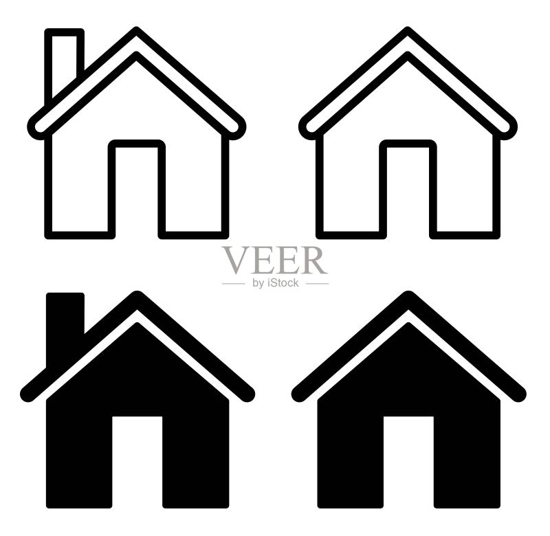 房屋图标素材矢量图:用于应用程序和网站的Web房屋扁平图标图标素材