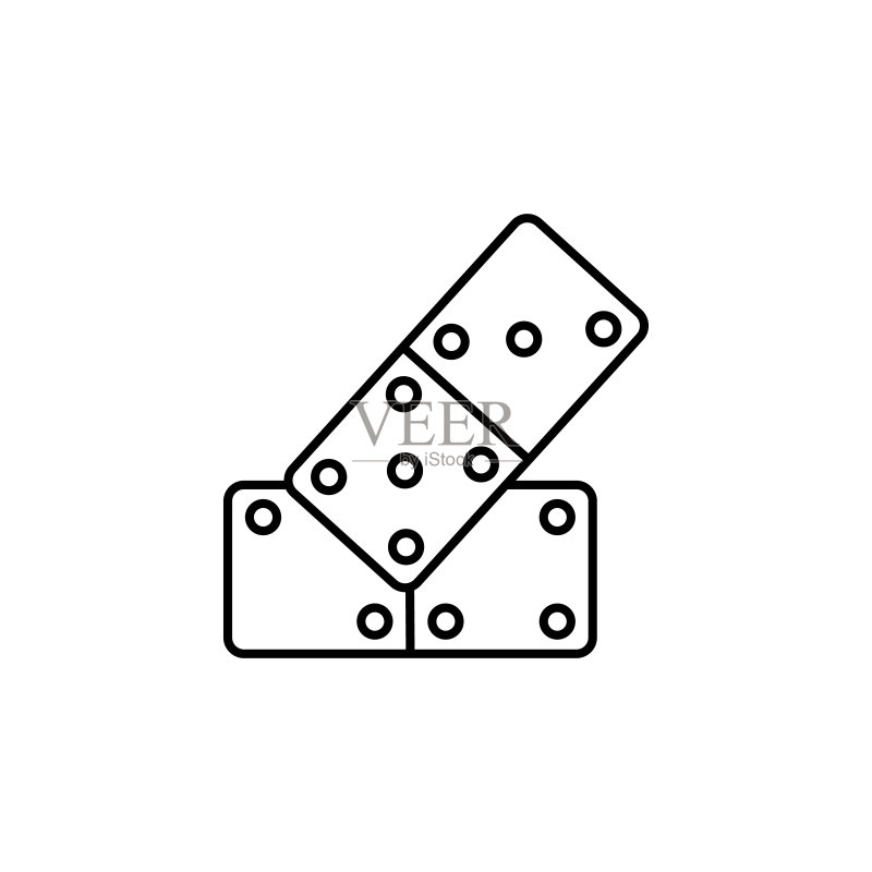 多米诺骨牌游戏线性图标(适用于网页、Logo、移动应用、UI、UX)图标素材