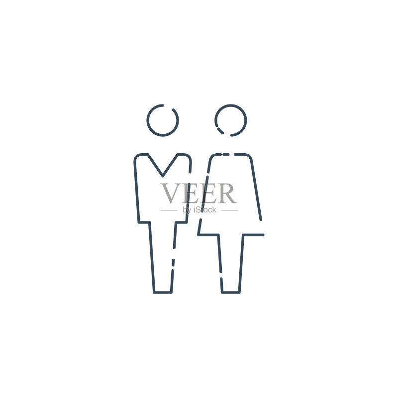 男女图标细线,用于网页和移动设备,现代简约扁平设计。库存矢量插图,隔离在白色背景上图标素材