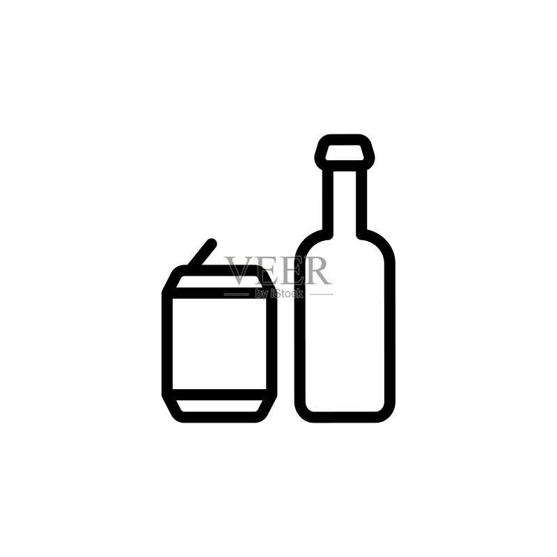 啤酒罐、啤酒瓶图标:国际啤酒日UI和UX矢量元素,适用于网站或移动应用图标素材