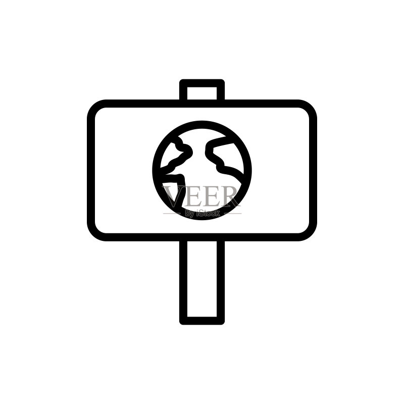 地球指示牌图标:用于UI和UX的地球母亲日图标的简单线条轮廓矢量元素,网站或移动应用程序图标素材