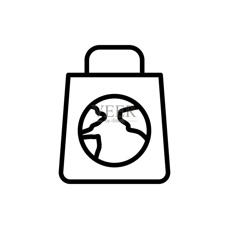 地球图标:用于UI和UX的地球日极简线条元素图标素材