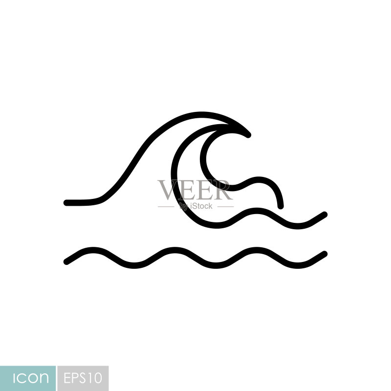 海浪矢量图标,自然标志图标素材