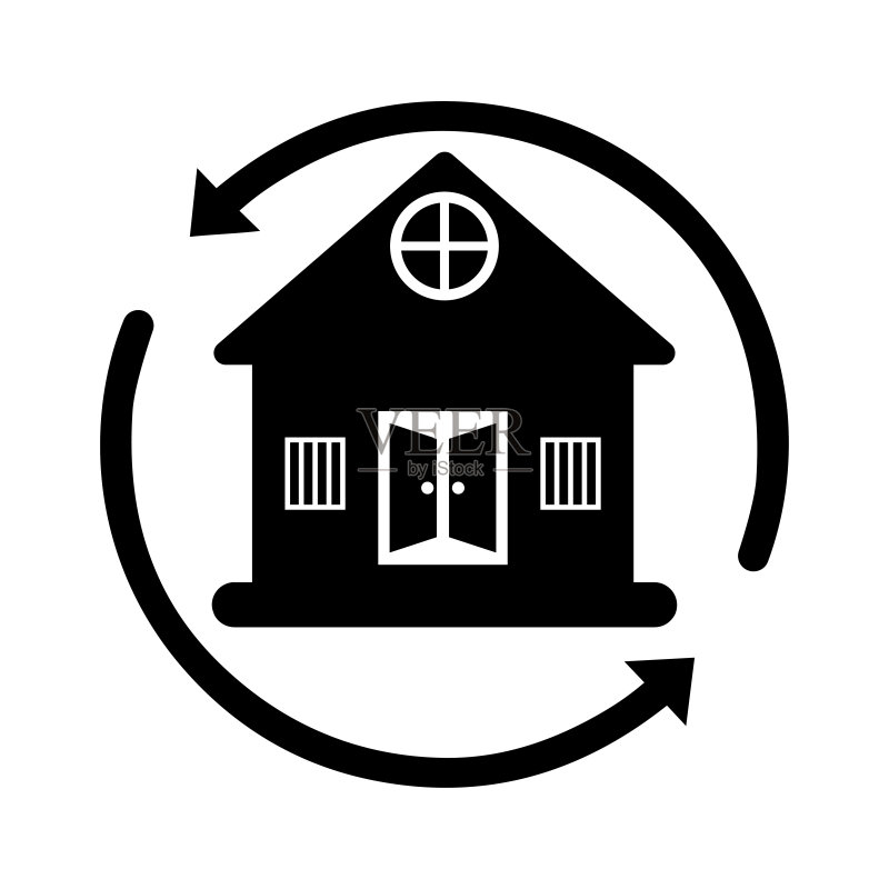 房屋、财产、箭头黑色图标图标素材
