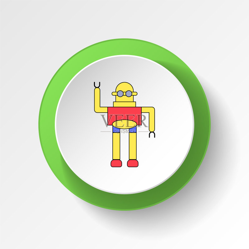 卡通机器人玩具彩色按钮图标(用于网页、Logo、APP、UI、UX)图标素材