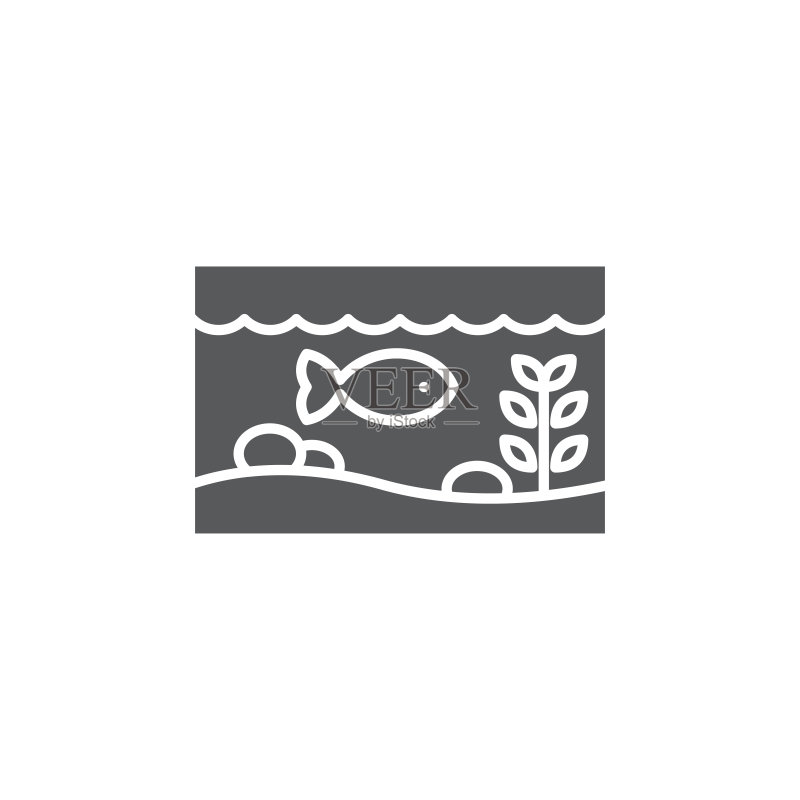 带鱼的水族箱矢量图标,白色背景图标素材
